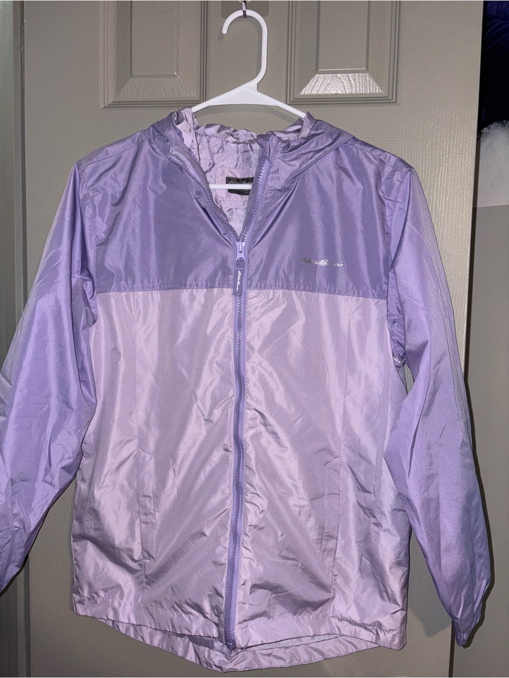 Eddie Bauer Two-Tone Lavender Hooded Windbreaker